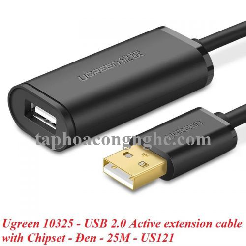 Ugreen 10325 25M màu Đen Cáp tín hiệu nối dài USB 2.0 có chip khuếch đại cao cấp US121 30010325